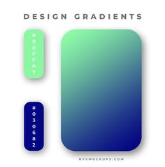 the text design gradients on top of a blue and green rectangle with three different colors