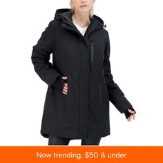 in stock Fitted Black Waterproof Outerwear, Plus Size Belts, Coat Black, Parka Jacket, Signature Collection, Trendy Plus Size, Black Label, Black Coat, Funnel