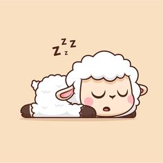 a cartoon sheep sleeping with its eyes closed