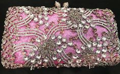 New Lilac Austrian Crystal Floral -Hard Shell Clutch Evening Minaudière Handbag Colors Available: Green- In stock Blue- Custom Order Gold- In stock Pink- Custom Order Hot Pink- Custom Order Aqua- In stock Lilac- In stock Black-In Stock Silver Elegant Pink Evening Bag With Mobile Phone Holder, Elegant Pink Evening Bag With Mobile Phone Storage, Shell Clutch, Butterfly Heels, Crystal Lips, Iphone Colors, Crystal Clutch, Butterfly Theme, Evening Handbag