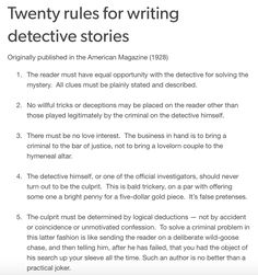 an article from the american magazine, twenty rules for writing selective stories