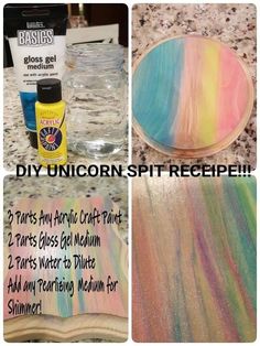 the instructions for how to make a diy unicorn - painted plate with acrylic paint