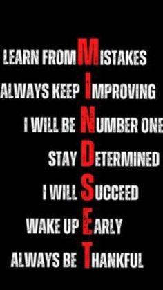 a black and red poster with words that say, learn from m - takes always keep improvement