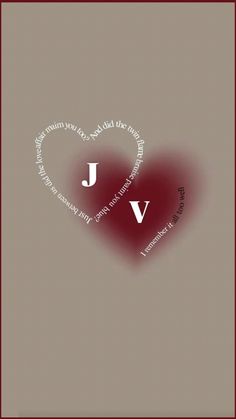 two hearts with the words j and v written in white on a brown background,