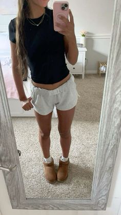 Winter Outfits Shorts, Mini Outfit, Leggings Outfits, Summer Ootd, Comfy Outfit