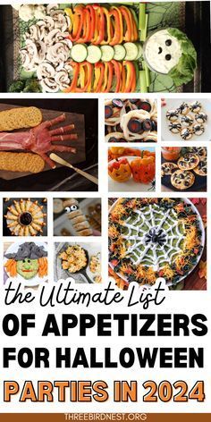 the ultimate list of appetizers for halloween parties in 2024, including pumpkins and