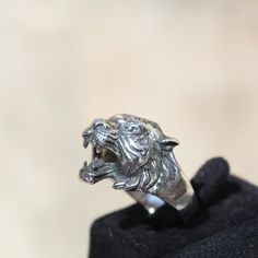 Buy Vintage Tiger Ring for Men and Women 925 Silver Plated Tiger Online in India - Etsy Silver Sterling Punk Rings, Silver Sterling Silver Punk Rings, Punk Style Sterling Silver Rings, Punk Style Sterling Silver Rings In Silver, Punk Style Sterling Silver Ring As Gift, Punk Style Silver Promise Ring Jewelry, Tiger Ring, Oxidized Ring, Vintage Tiger