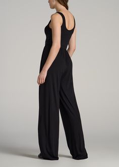 The Tall Woman's Dream Jumpsuit Elegance and Ease in One Piece Discover the Jersey Tank Wide Leg Women's Tall Jumpsuit – a single piece that makes a complete outfit. Designed for the tall, modern woman, this jumpsuit is a fusion of comfort and fashion with its soft tencel-spandex blend and a flowy wide-leg design. The full-length, sleeveless design, complemented by side seam pockets, offers both convenience and style. Whether you're stepping out for a casual day or dressing up for an evening eve Tall Lady, Jumpsuit With Pockets, Leg Design, Complete Outfits, Tall Women, Wide Leg Jumpsuit, Single Piece, Modern Woman, Jumpsuits For Women