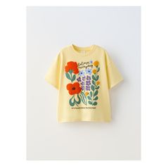 RUFFLY EMBROIDERED T-SHIRT Casual Yellow T-shirt With Embroidered Graphics, Yellow Embroidered Short Sleeve T-shirt, Yellow Cotton Top With Embroidered Graphics, Cute Embroidered Graphic Tops For Spring, Yellow Cotton T-shirt With Embroidered Graphics, Summer Short Sleeve T-shirt With Embroidered Text, Casual Yellow Embroidered T-shirt, Cute Summer Tops With Embroidered Graphics, Cute Embroidered T-shirt For Spring