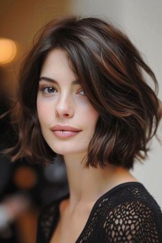 Short Hair With Bangs For Long Face, Rambut Brunette, Mom Hairstyles, Medium Length Hair Cuts, Hair Today, Great Hair, Short Hairstyles For Women