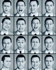 the many faces of a man with different facial expressions on his face and chest, all in black and white