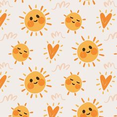 an orange sun with hearts and arrows on a white background seamless wallpaper pattern