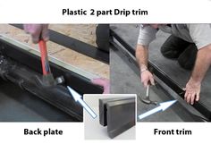 two pictures showing different types of tools used to repair an aluminum door and window frame