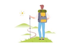 a man with a backpack and hiking poles