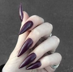 Dark Purple Nails, Nails Jewelry, Punk Nails, Gothic Nails, Goth Nails, Grunge Nails, Manicure Nails, Elegant Nails