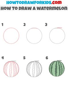 how to draw a watermelon for kids with easy step by step drawing instructions