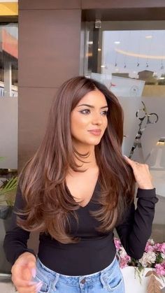 Hair Colour For Brunettes Ideas, Fashion Dye Hair, Global Hair Color Ideas For Indian Skin, Pakistani Hair Color Ideas, Hair Color Ideas Global, Haircut For Wedding For Women, One Dye Hair Color, Light Brien Hair, Brown Hair Balayage Straight Long