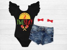 2nd Birthday Shirt, Bow Back, Short En Jean