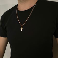 Elevate your style with our stunning Rose Gold Rope Chain Cross Necklace. This elegant piece is perfect for both men and women, making it an ideal gift for any occasion. Handcrafted with meticulous attention to detail, the necklace features a delicate rope chain and a classic cross pendant, both plated in luxurious rose gold. Available in various lengths to suit your preference. Durable and stylish, this necklace will add a touch of sophistication to any outfit. Order now and own this exquisite Rose Gold Pendant Cross Necklace As Gift, Chain Cross Necklace, Gold Rope Chains, Necklace Elegant, Religious Jewelry, Rope Chain, Men Necklace, Cross Pendant, Gift For Him