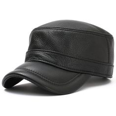 PRICES MAY VARY. Material: 100% Genuine sheepskin leather. Adjustable size: 56-60cm, 22-23.6inches, Back with adjustable belt. The sheepskin leather hat will keep its shape for the long-term usage. The army cap will make your unique handsome and individuality. Precisely stitching line workmanship, soft sweat band and comfortable lining. Suitable for your autumn winter spring or daily headwear accessories. Great gifts for men,dad and family. Perfect for camping, hiking,fishing and other outdoor a Leather Winter Hat With Flat Bill, Winter Leather Black Baseball Cap, Black Flat Cap With Leather Sweatband, Winter Leather Baseball Cap, Leather Winter Hat With Short Brim, Adjustable Leather Baseball Cap For Winter, Black Leather Hat For Outdoor, Classic Leather Baseball Cap For Outdoor, Classic Leather Hat For Winter