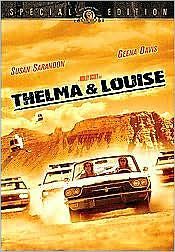 the movie thema and louse is shown in front of a desert scene with cars