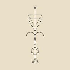 an art nouveau style logo with the name aries in black on a beige background