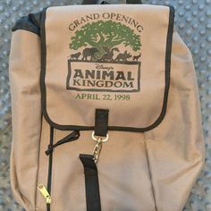 Like New & Very Rare Disney's Animal Kingdom Opening Day/ Grand Opening Backpack. Condition Is "Like New" Euc- No Tags But Never Used. No Visible Wear And Tear Or Stains. Zipper Works; No Snags. Slight Sewing Defect At The Bottom Seam (Pictured) But Is Not Separating. This Cinch Style Backpack Was Only Sold For The Grand Opening Of Disney's Animal Kingdom On Earth Day, 1998. It Features A Graphic Of The Tree Of Life With Icons From Each Area Of The Dak Marching In Front, Including The Dragon Fro Disney Travel Backpack, Disney Rectangular Backpack For Everyday Use, Disney Themed Rectangular Backpack For Everyday Use, Disney Style Brown Bag For Everyday Use, Disney Style Daily Backpack, Disney Style Backpack For Travel, Disney Style Standard Backpack For Travel, Brown Disney Bags For Everyday Use, Disney Style Brown Backpack For Disney Trips