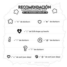 the instructions for how to draw hearts and other symbols in spanish, with pictures on them