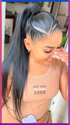 Braided Ponytail Black Hair, Hairstyles For Bridesmaids, Cameron Hair, Feed In Braids Ponytail, Braided Ponytails, Natural Hair Ponytail, Inspired Hairstyles, Easy Braided Hairstyles, Cornrows Braids For Black Women