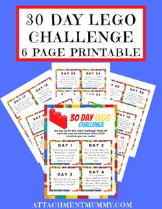 30 day lego challenge printables for kids