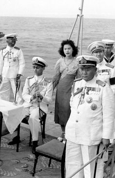 black and white photograph of sailors on deck of ship