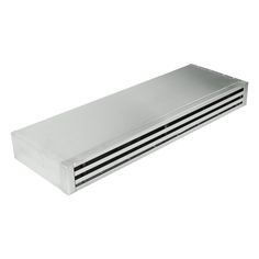 an aluminum shelf with three horizontal bars on it