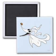 a cartoon ghost flying through the air with a ladybug on its back refrigerator magnet