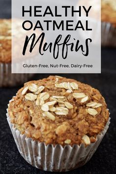 healthy oatmeal muffins with text overlay