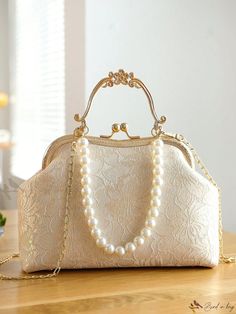 Bird in Bag - Timeless Pearl Decor Handbag for Women's Everyday Style Elegant Large Capacity Bags As Gifts, Daily Use Clutch With Pearl Handle, Daily Use Clutch Bag With Pearl Handle, Cream Bags With Pearl Handle For Daily Use, Elegant Daily Use Bags With Pearl Handle, Elegant Daily Use Bag With Pearl Handle, Elegant Daily Shoulder Bag With Pearl Handle, Beige Shoulder Bag For Wedding, Elegant Satchel With Pearl Handle