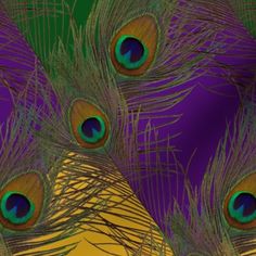 an image of peacock feathers on purple and yellow background