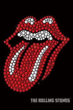 the rolling stones logo made up of red and white dots