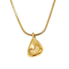 Chunky Abstract Drop Pendant Necklace Ecuyeres Gold Gold Plated Teardrop Necklace, Modern Gold Necklace With Teardrop Pendant, Modern Gold Teardrop Pendant Necklace, Chic Gold Plated Pendant Necklace, Chic Yellow Gold Brass Necklaces, Gold Chic Drop Necklace For Formal Occasions, Chic Brass Pendant Necklace, Chic Gold Drop Necklace For Formal Occasions, Chic Gold Formal Drop Necklace