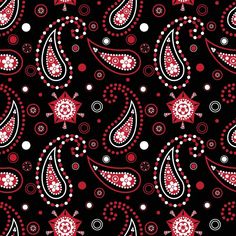 Instant Download Seamless Bandana Bandana Paisley Pattern, Indian Paisley, Black N Red, Vector Patterns Design, Bandana Design, Vintage Boho Fashion, Red Bandana, Paisley Design, Square Pattern