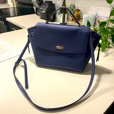 Brand New Condition No Stains Or Scratches Navy Blue Kate Spade Satchel Bag Blue Satchel For Summer Travel, Versatile Blue Top Handle Satchel, Casual Blue Satchel With Detachable Handle, Blue Summer Shoulder Bag With Detachable Strap, Versatile Blue Satchel With Double Handle, Blue Shoulder Bag With Detachable Strap For Summer, Blue Travel Satchel With Adjustable Handle, Blue Versatile Double Handle Satchel, Chic Blue Satchel With Detachable Handle