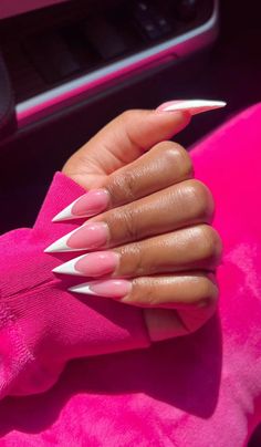 Stiletto French Tip Nails, Long French Tip, Long French Tip Nails, Vibe Nails, Future Nails, Senior Szn, Basketball Hairstyles