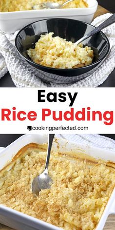 an easy rice pudding recipe in a casserole dish