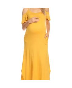 This beautiful maxi by white mark features cutout shoulders and side pockets. With a double slitted , flowing skirt and comfortable fabric, you'll never want to take off this versatile dress. Dress Rayon, Yellow Maxi Dress, Plus Size Designers, Maxi Dress Online, Versatile Dress, Flowing Skirt, Holiday Trends, Review Dresses, White Mark