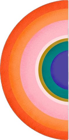 an orange, pink, and blue circular design on a white background