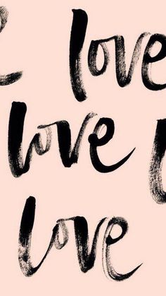 the words i love you are written in black ink on a pink background with an artistic brush