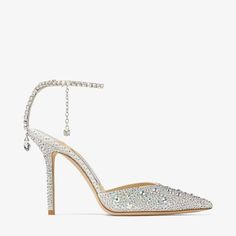 Jimmy Choo Saeda 100, Jimmy Choo Saeda, Crystal Pumps, Jimmy Choo Gold, Veil Accessories, Crystal Anklet, Floral Accessories Hair, Flower Shoes, Bridesmaid Shoes