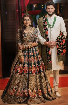 Couple Sherwani Lehanga, New Bridal Lehenga, Wedding Dresses Men Indian, Bridal Lehenga Designs, Indian Outfits Lehenga, Couple Wedding Dress, Wedding Lehenga Designs, Bengali Bride, Indian Bride Outfits