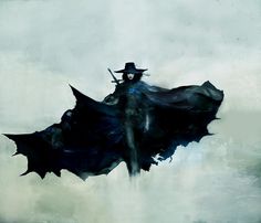 a painting of a man with a hat and cape