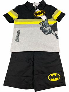 Batman Boys 2 Pieces short and Polo Set, Light Gray Heather 1 Short Sleeve Polo  1 Short  23G(Kids-04)-02 Track Page Views With Auctiva's Counter Batman Hoodie, Batman Outfits, Batman Kids, Kids Costumes Boys, Hoodie Set, Sweatshirt Set, Thermal Shirt, Activewear Sets, Yellow Shirts