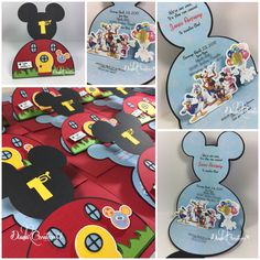 mickey mouse themed birthday party with custom cutouts and envelopes for guests to use